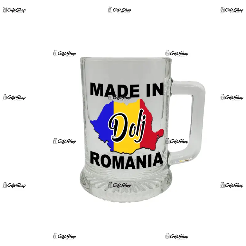 Made in dolj romania, halba cu mesaj